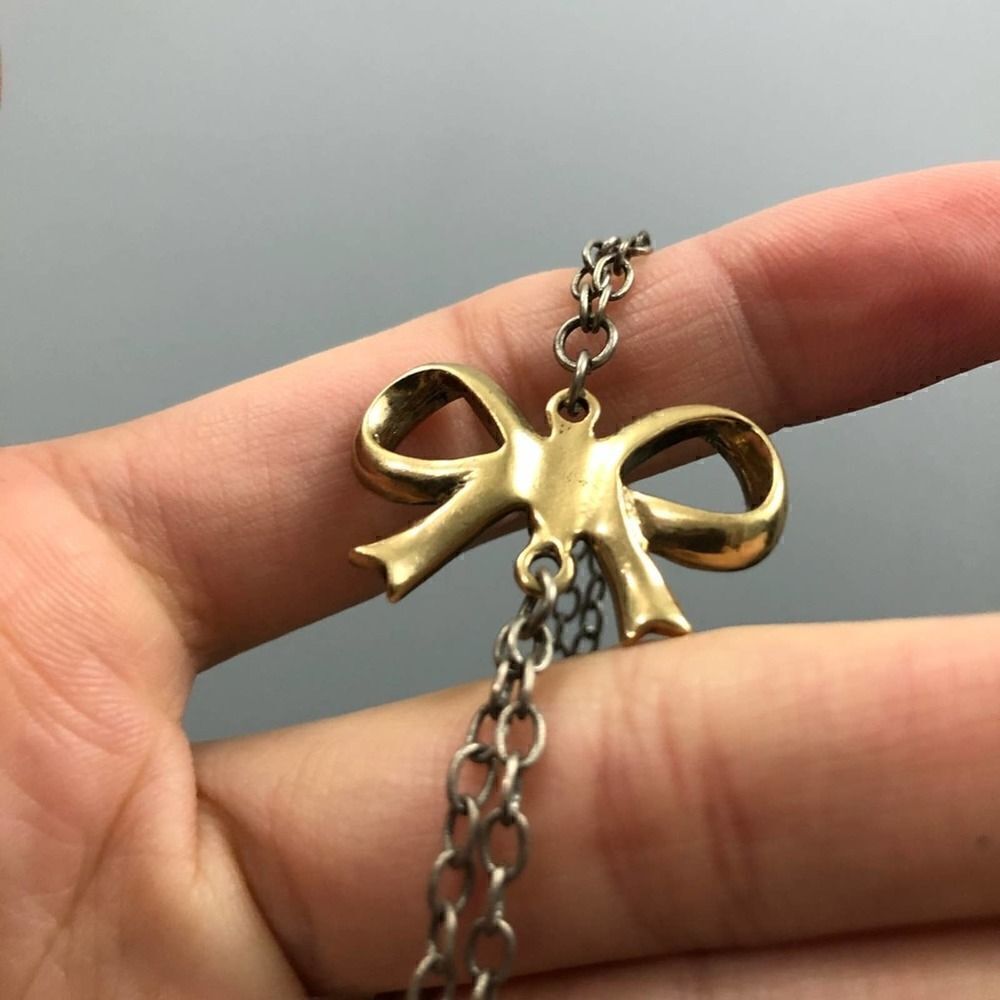 American Eagle Rhinestone Bow Tassel Necklace - Picture 4 of 8